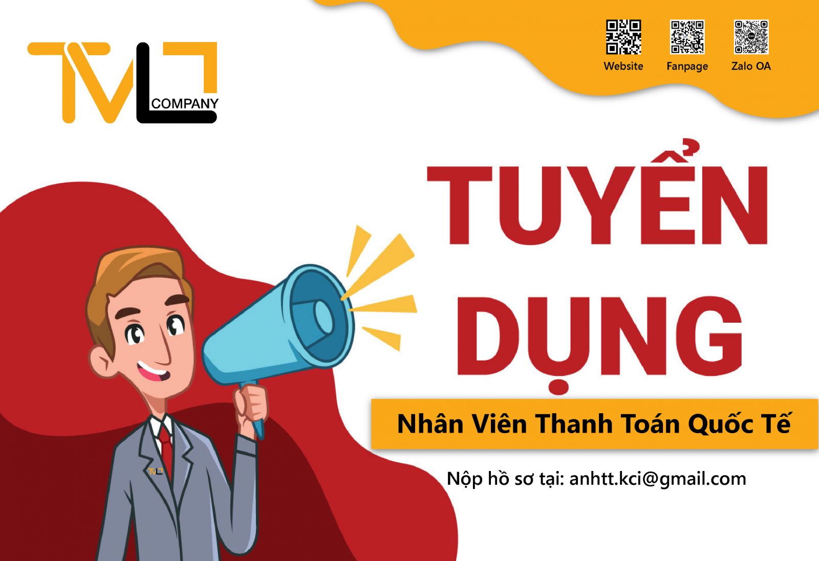 CÔNG TY CỔ PHẦN TVL  TUYỂN DỤNG NHÂN VIÊN THANH TOÁN QUỐC TẾ.